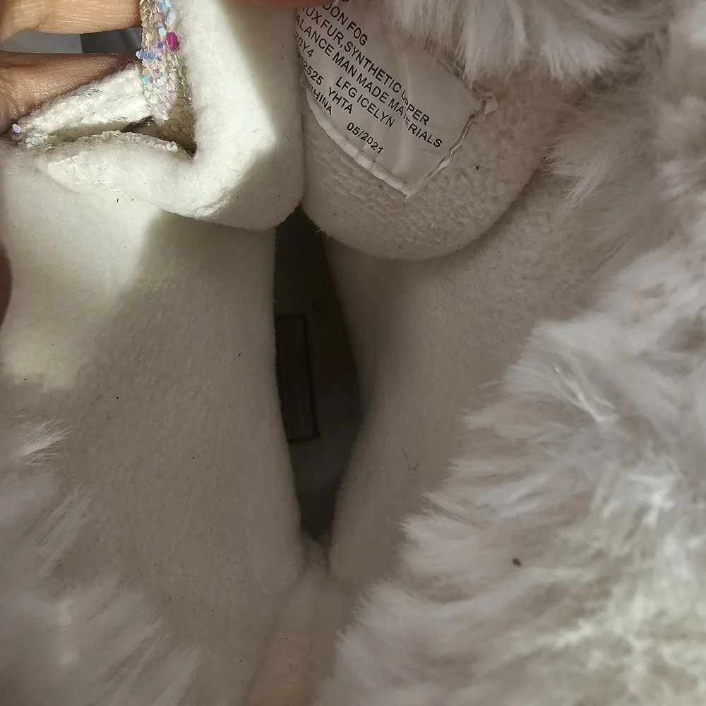 London Fog Girls Collection Winter Boots Sparkly Shine Fur Boots Gray white